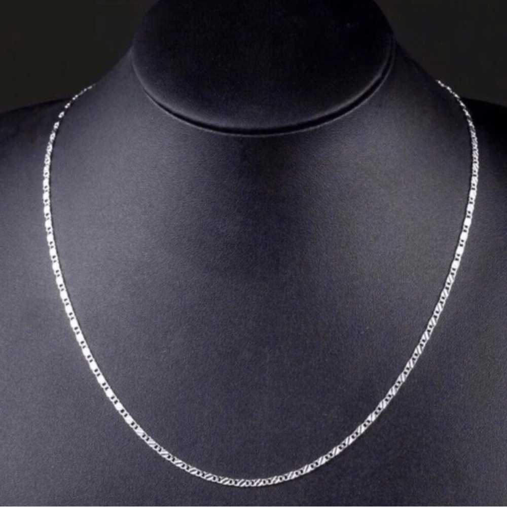 20” Sterling Silver Women's Flat Figaro Chain Necklace